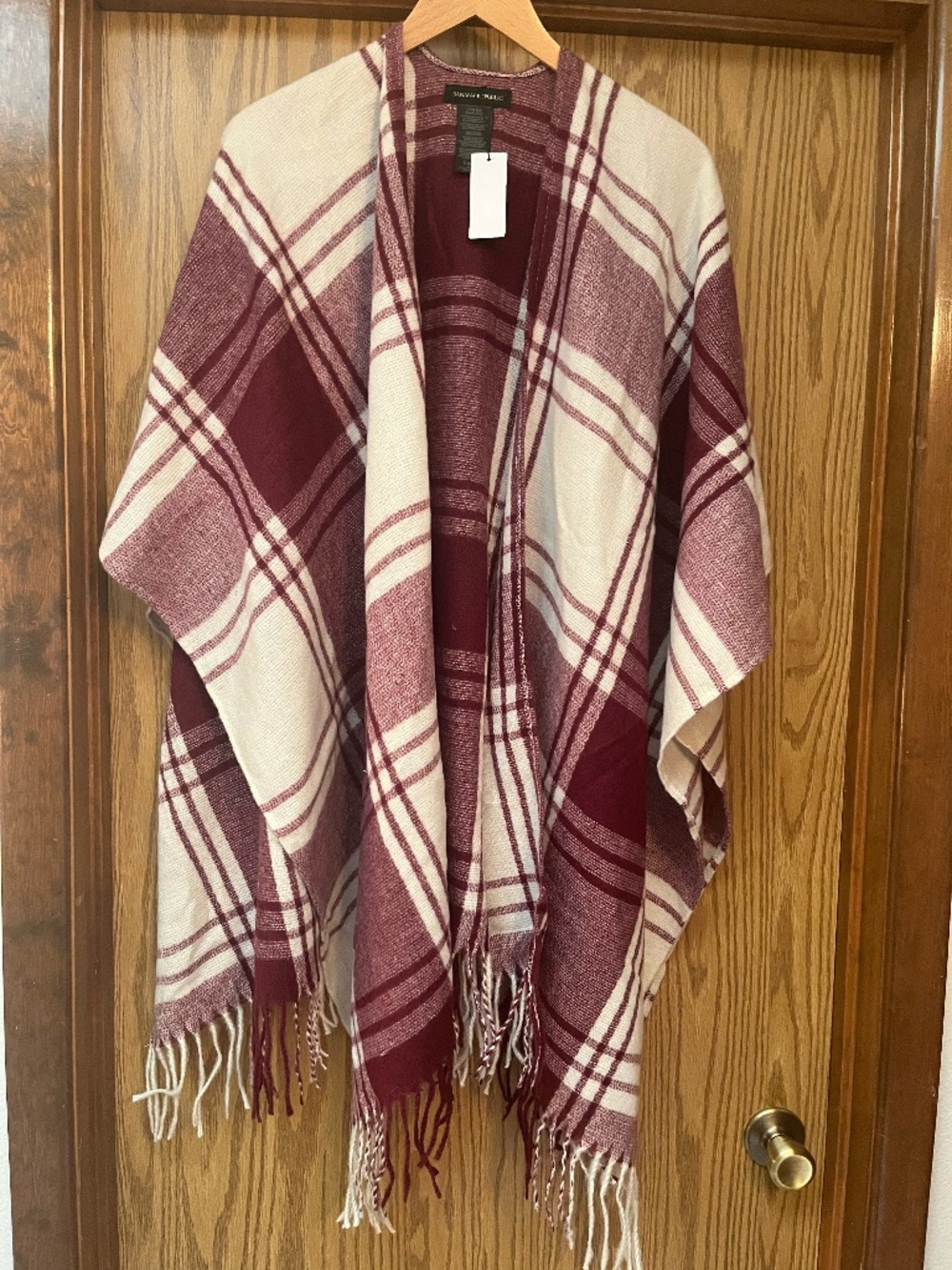NWT Banana Republic Mariana Plaid Red Cashmere Blend Wrap - One Size